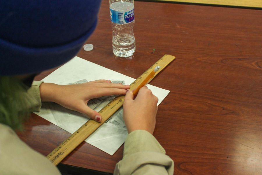 On Nov. 23, Sophia Zimmerman worked on one of her art projects in Denise Maples’ class. Zimmerman was inspired by her mom to pursue art during her childhood. Her preferred styles of art are sketching and simplistic art. She aspires to be a tattoo artist in the future.