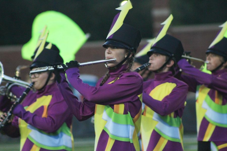 Marching band performs for FHN’s homecoming game on Sept. 30. Marching band performed before the homecoming game started along with the colorguard. They had multiple ensembles and pumped up the crowd before the big game. 