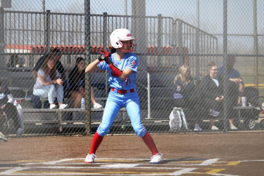 Senior Lucy Fajatin steps up to bat during a club team softball game. Lucy has been playing for FHN and club teams to prepare for college. 