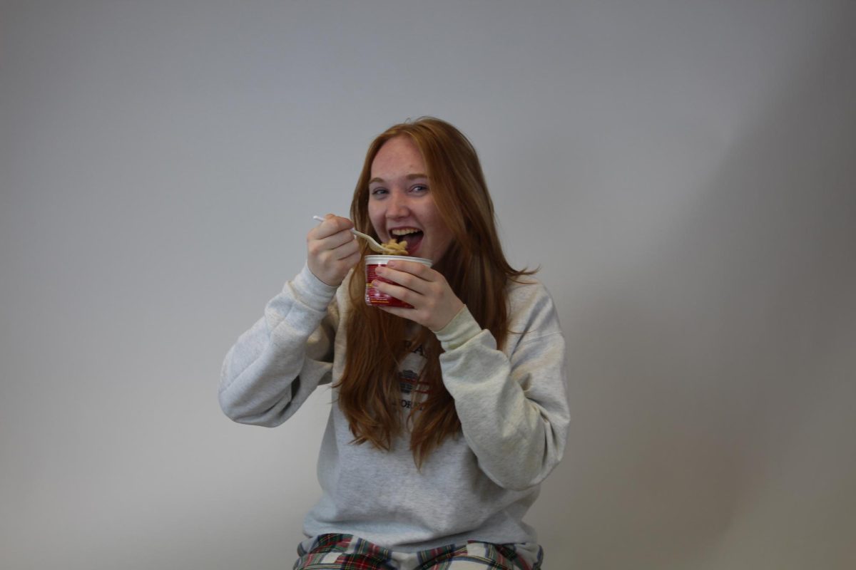 Junior Violet Newton eats chicken noodle soup, a meal commonly referred to as a comfort food.