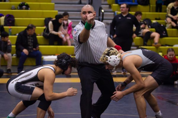 Sophomore Lito Ledezma wins his bout at the Fort Zumwalt East
tournament on Dec. 16. Ledezma finished the tournemnt in first place
for his weight class. 