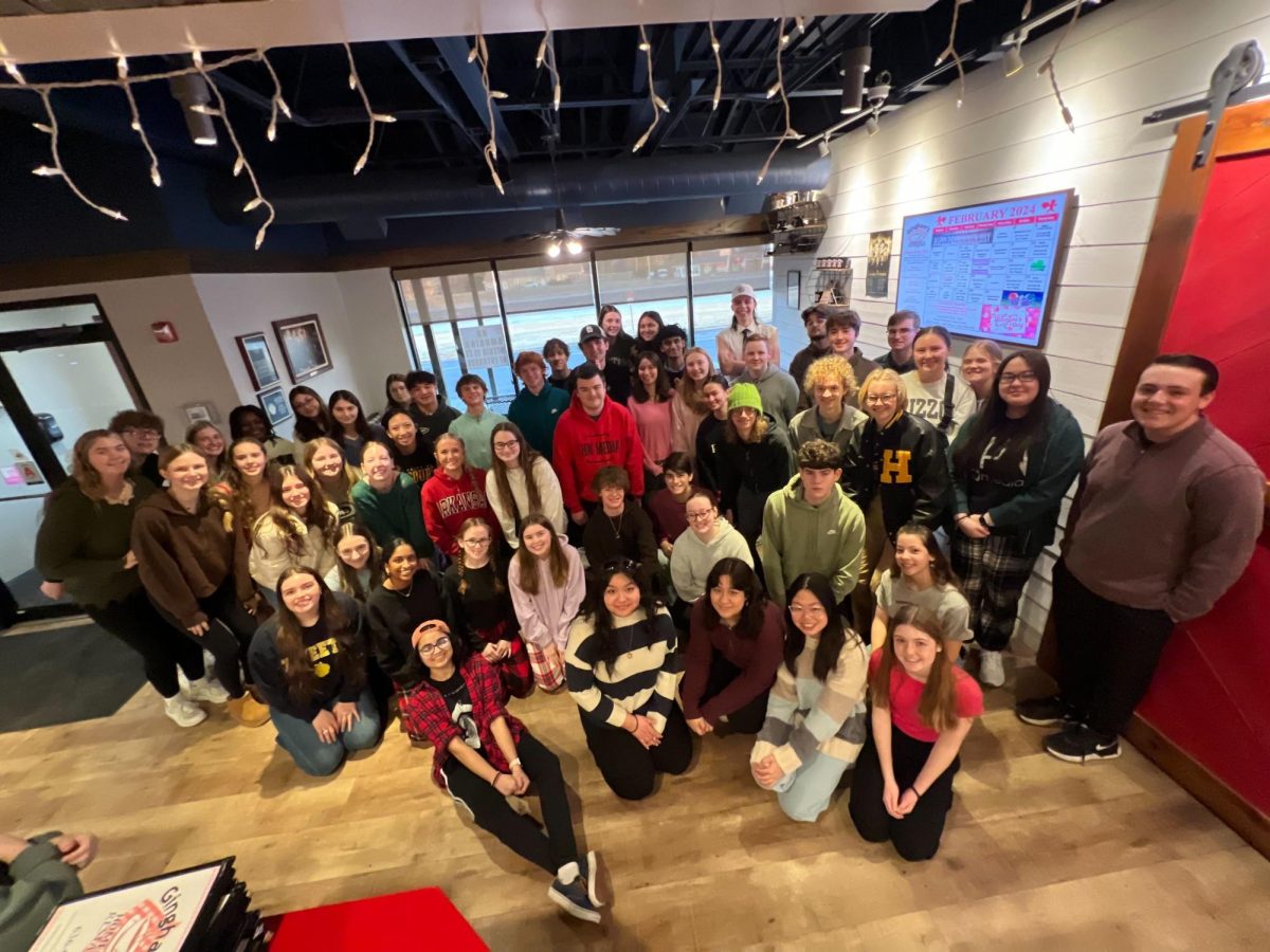 The 2024 Quill and Scroll inductees pose for a photo after a breakfast and ceremony on Feb.21 at Ginghams