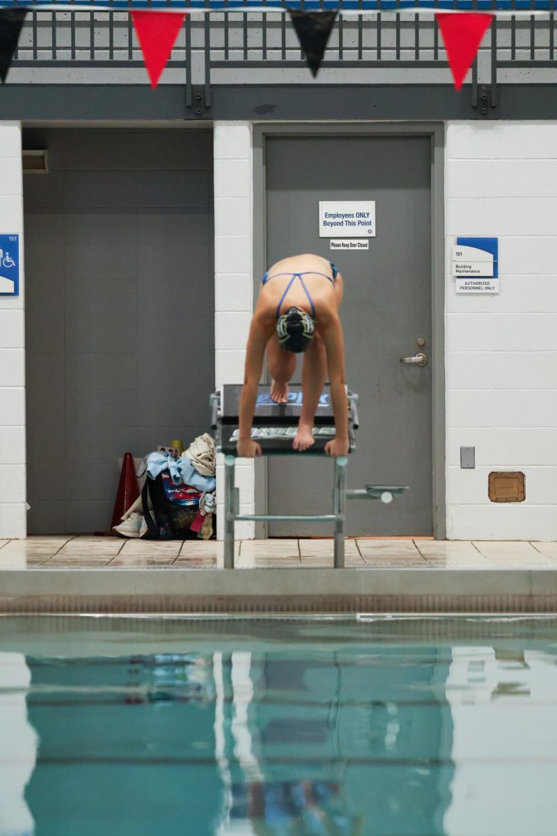 Junior Riley Jensen practices her dive form during practice Nov. 18.