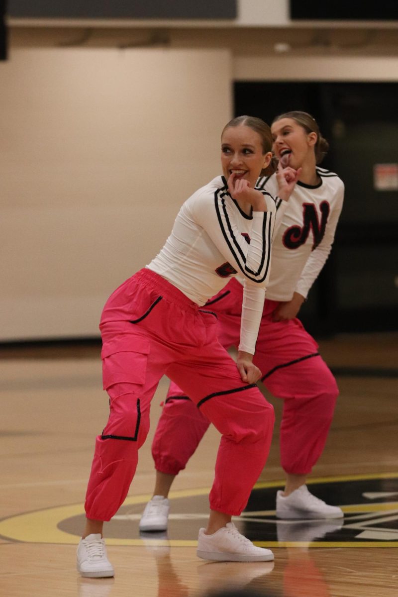 Sophomore Ella Sitarski shows off her moves during the friends and family showcase. This night of performances on Jan 30 was a send off to all 3 teams to help get prepared for the upcoming Nationals trip in Florida.
