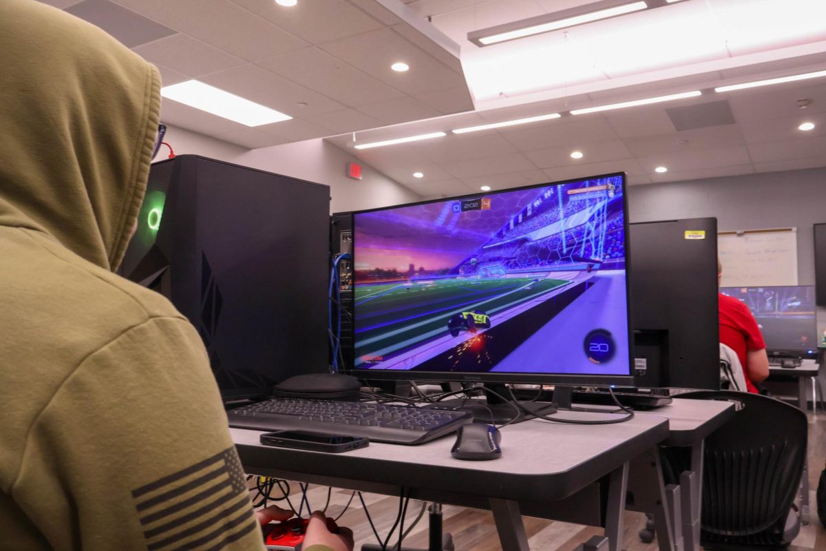 On Feb. 17, freshman Alex Swart played Rocket League during the E-sports meeting. The club is led by Assistant Coach Mr. McClellan and Head Coach Mr. Goodcell and meets after school on Mondays, Tuesdays, and Thursdays.
