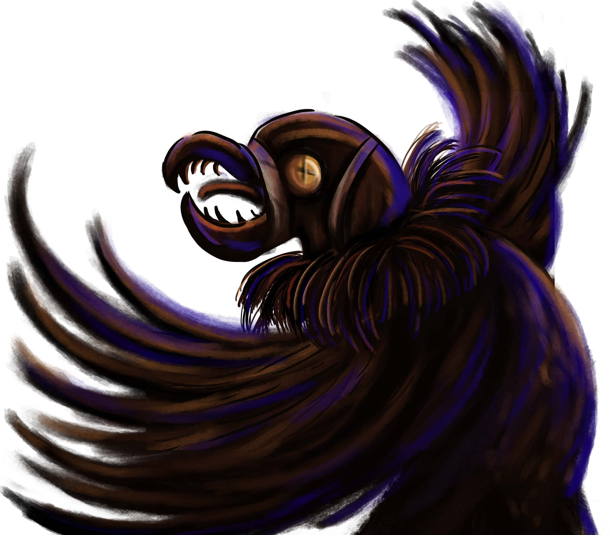 The “Harvest Terror,” The Crooked Moon beast that Neukomm’s players fight, described by her as a “bird demon with metal parts.”

